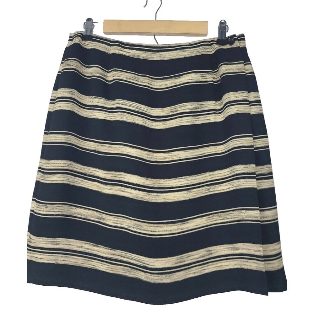 Vintage 90s Jones New York Womens Wrap Mini Skirts Size 12 Black Gold Striped